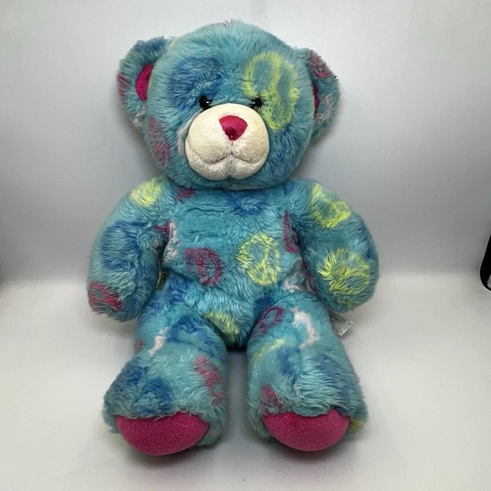 Build A Bear Peace Sign Light Blue Teddy 14